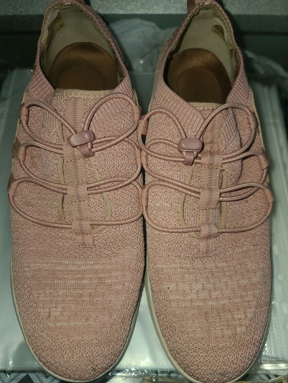 Men's Pink Knit Lace-Adjust Athletic Sneakers